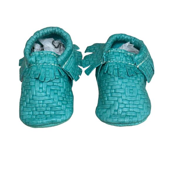 Freshly Picked Moccasins Woven Teal 3 Infant - Picture 2 of 5
